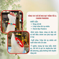 Vòng tay chỉ đỏ mix trầm hương và charm pandora