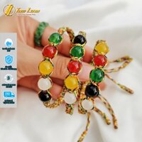 Vòng tay chỉ ngũ sắc tây tạng may mắn bện ngũ hạt mã não nhiều màu hợp mệnh, bình an - DIY TUỆ LÂM