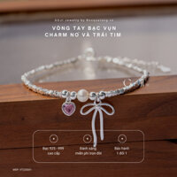Vòng tay cho nữ bạc vụn charm nơ & trái tim - Bạc GOJI