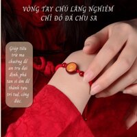 VÒNG TAY CHÚ LĂNG NGHIÊM CHỈ ĐỎ ĐÁ CHU SA  (đã gia trì) – HT103 – Amrita – Chỉ đỏ may mắn – Lăng Nghiêm Chú