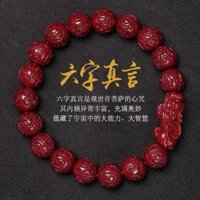 Vòng tay chu sa đôi Pixiu Vòng tay thần chú sáu ký tự bằng cát vàng tím hàm lượng cao Vòng tay nam và nữ