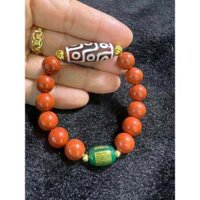 vòng tay chu sa mix dzi 9 mắt và lu thống khắc chú đại bi