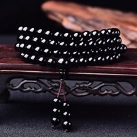 Vòng Tay Chuỗi 108 Hạt Đá obsidian Màu Đen / Vàng Tự Nhiên Thời Trang Cho Nam Và Nữ