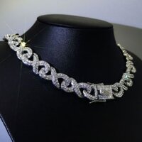 Vòng tay chuỗi Cuba hip-hop mới của châu Âu và Mỹ với dây chuyền nam hiphop đầy đủ kim cương 8 ký tự, dây chuyền đá lạnh