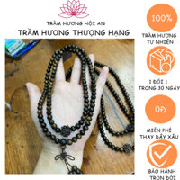 Vòng tay chuỗi hạt bằng trầm hương sánh chìm 6 7 8mm 108hat may mắn bình an nam nữ An yên thanh tú-Trầm hương Hội an