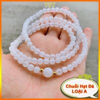 Vòng tay chuỗi hạt đá 108 màu trắng size 6 8mm đeo tay nam nữ - Tặng hộp gấm - T3T