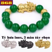 Vòng tay chuỗi hạt đá xanh lá charm tỳ hưu 2 bi