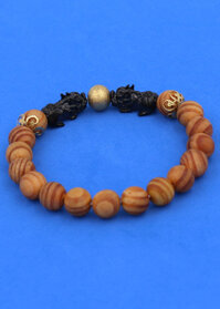 Vòng tay chuỗi hạt Gỗ Huyết Rồng 8 ly - Vòng tay Tỳ Hưu Đôi inox đen VGHRTHHEV8 - không kèm hộp - 10 ly