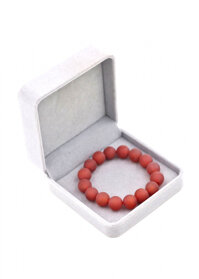 Vòng tay chuỗi hạt thạch anh đỏ mài mờ 12 ly kèm hộp nhung