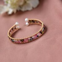 Vòng Tay Chuỗi Hạt Tourmaline Vàng 14K Nhiều Màu Sắc