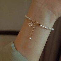 Vòng tay chuỗi ngọc ZenO , lắc tay nữ màu hồng Pastel phong cách Hàn Quốc - LT05