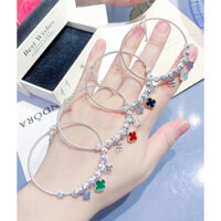 Vòng tay cỏ 4 lá đá nhiều màu bạc ta vòng tay may mắn ý nghĩa cho nữ