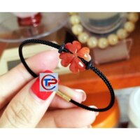 Vòng tay cỏ 4 lá may mắn màu đỏ chủ cung phi mệnh hoả thổ