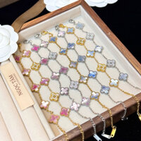 Vòng Tay Cỏ 4 Lá Titan Cao Cấp, Lắc Tay Cỏ Bốn Lá Vân Xà Cừ Siêu Hot