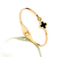 Vòng Tay Cỏ 4 Lá Titan Ko Đen TT 2963