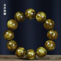 Vòng tay cọ biển bằng vàng 2.0 Unisex 108 hạt Vòng tay hạt cầu nguyện Hạt san hô đen Phong cách dân tộc Hạt Phật giáo Phụ kiện văn hóa