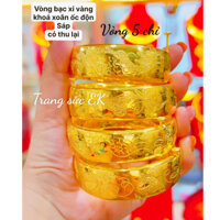 Vòng tay cưới 5 chỉ bạc thật mạ vàng khóa xoắn ốc có thu lại