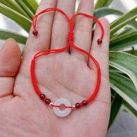 Vòng tay đá bạch ngọc mix đá Ngọc Hồng Lựu kết dây làm thủ công 100 - Mẫu 1