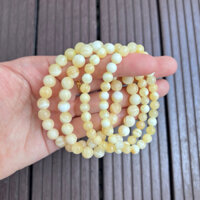 Vòng tay đá Calcite vàng ( hạt 6-8mm ) thiên nhiên. Yellow Calcite. Loại đá mềm bóng mờ. Vòng tay đá năng lượng