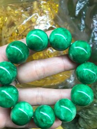 VÒNG TAY ĐÁ CẨM THẠCH NAM HẠT SIZE LỚN 20MM NAM MỆNH MỘC HOẢ MÀU XANH LÁ