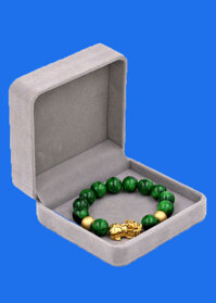 Vòng tay đá Cẩm Thạch Sơn Thủy 12 ly cẩn Tỳ Hưu inox inox vàng VCTDNTHHBV12 - hợp mệnh Hỏa, mệnh Mộc - KÈM HỘP NHUNG