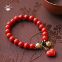 Vòng Tay Đá Chu Sa Đế Hoàng Charm Bát Sen MYPAPA