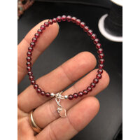 vòng tay đá garnet 4mm lõi dây bạc siêu xinh  - Ni 17