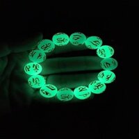 Vòng tay đá khắc Chữ Phạn phát sáng Xanh Lục trong đêm (chọn size)