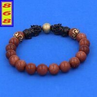 Vòng tay đá kim sa 8 ly - Vòng tay hạt chuỗi charm Tỳ Hưu Đôi inox đen - hợp mệnh Kim, mệnh Thổ