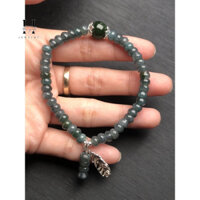 Vòng tay đá lam ngọc 6 mm bánh xe mix charm bạc HANMYNGHE