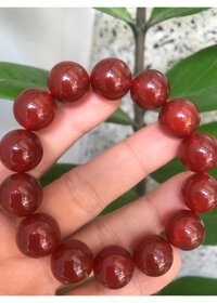 VÒNG TAY ĐÁ MÃ NÃO ĐỎ ĐẸP 14MM NAM MẠNG HOẢ MẠNG THỔ - S1