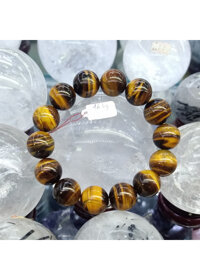 Vòng Tay Đá Măt Hổ Vàng Nâu Tiger Eye Phong Thủy Tự Nhiên Diệp Linh - 16mm