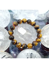 Vòng Tay Đá Măt Hổ Vàng Nâu Tiger Eye Phong Thủy Tự Nhiên Diệp Linh - 12mm