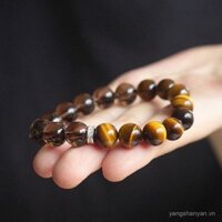 Vòng tay đá mắt hổ vàng tự nhiên, pha lê trà, thiết kế unisex, nghệ thuật retro, vòng tay sáng bóng, sang trọng nhẹ nhàng