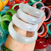 vòng tay đá mắt mèo bản hẹ màu trắng 14mm xinh lung linh