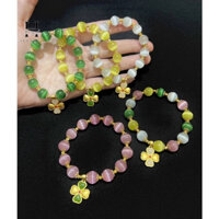 Vòng tay đá mắt mèo mix charm mạ vàng 10 k cao cấp HANMYNGHE