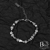 Vòng tay đá Mắt Mèo thép titan không gỉ