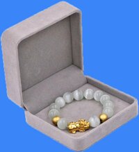 Vòng tay Đá Mắt Mèo Trắng 12 ly - cẩn Tỳ Hưu Phong Thủy inox vàng VMETTHHBV12 - hợp mệnh Kim, mệnh Thủy - kèm hộp nhung