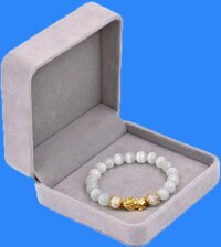 Vòng tay Đá Mắt Mèo Trắng 8 ly - cẩn Tỳ Hưu Phong Thủy inox vàng VMETTHHKV8 - hợp mệnh Kim, mệnh Thủy - kèm hộp nhung