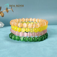 Vòng tay đá Mắt Mèo trơn size hạt 7.8 li đa sắc màu phong cách xinh xắn dễ thương