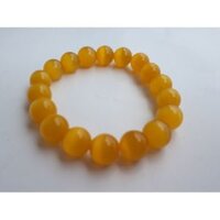 Vòng tay đá mắt mèo vàng 8ly mệnh Thổ Kim