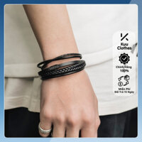 Vòng Tay Da Nam Lắc Tay Unisex Leather Thời Trang Vòng Tay Nam Nữ Kuu Clothes Màu Đen Da Cao Cấp - Vòng Leather