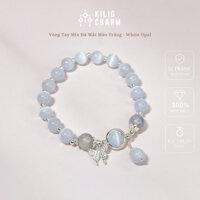 Vòng tay đá năng lượng đá mắt mèo trắng mix moonstone thu hút sức khỏe, may mắn- KILIGCHARM KC07