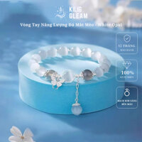 Vòng tay đá năng lượng mắt mèo trắng mix moonstone thu hút sức khỏe, may mắn- KILIG GLEAM KC07