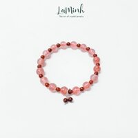 Vòng tay đá Ngọc Hồng Lựu mix Dâu hồng, vòng tay chuỗi hạt mix đá charm Laminh