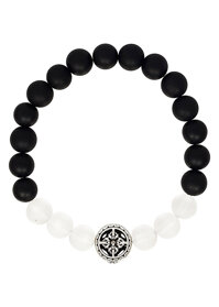 Vòng Tay Đá Nham Thạch Mix Thạch Anh Trắng Mệnh Thủy Charm Hoa Tuyết Laliz NR.01
