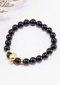 Vòng Tay Đá Obsidian Charm 12 Con Giáp Bạc Mạ Vàng 24K Mệnh Thủy, Môc - Ngọc Quý Gemstones - Tỵ