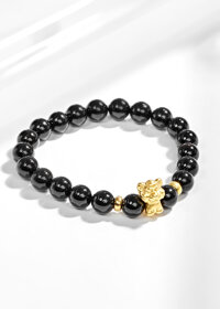 Vòng Tay Đá Obsidian Charm 12 Con Giáp Bạc Mạ Vàng 24K Mệnh Thủy, Môc - Ngọc Quý Gemstones - Dần