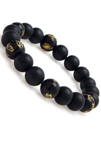 Vòng Tay Đá Onyx Đá Opal Đen Tự Nhiên Khắc Chữ Phạn Bình An 10MM