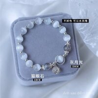 Vòng tay đá Opal Vòng tay Ngọc xanh biển Nữ Vòng tay pha lê tự nhiên ánh trăng Xám Vòng tay trang sức khí chất dễ phối ins